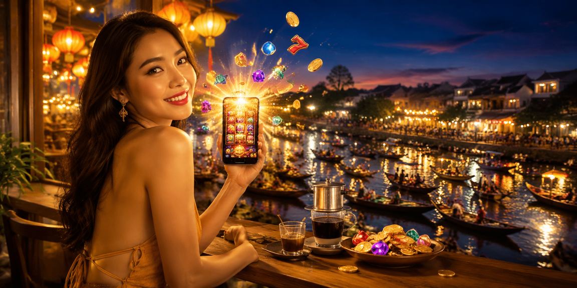 Người dùng tại Cần Thơ vừa uống cà phê vừa chơi slot trên điện thoại