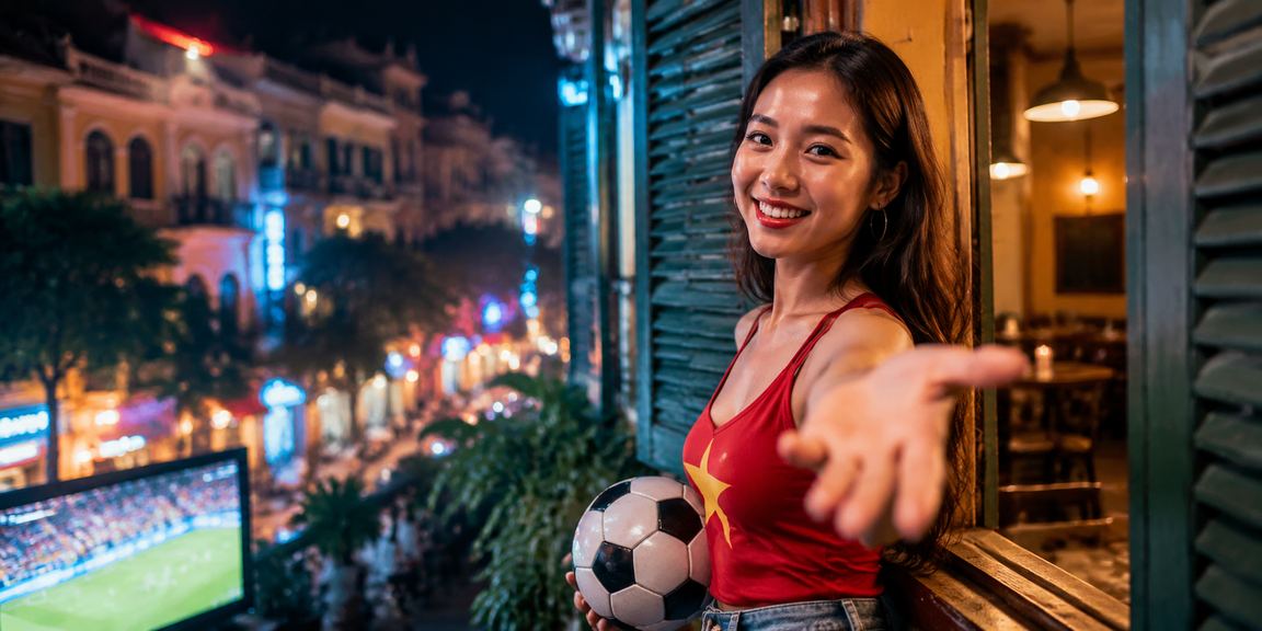 Người dùng đăng nhập theo dõi kèo bóng đá tại Hà Nội với ly cà phê
